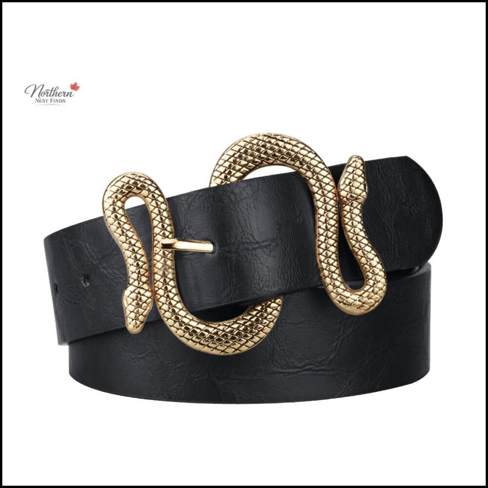 Faux Leather Snake Print Belt Women Fashion Accessory